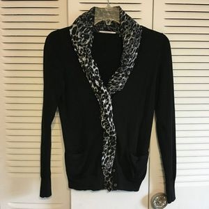 {Tahari} Cardigan w/ Built in Scarf